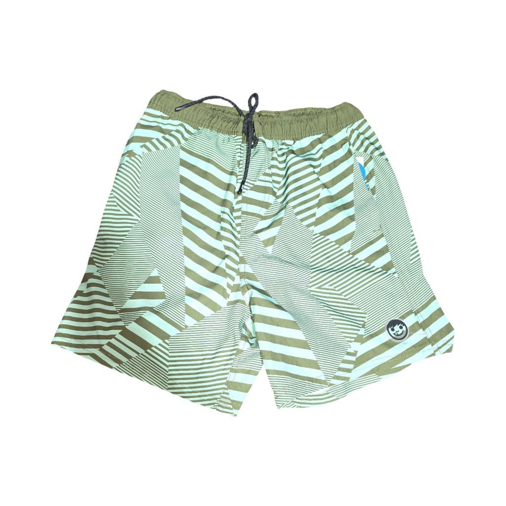 Men's Neff Athletic Shorts Large Green Light Green Striped #846